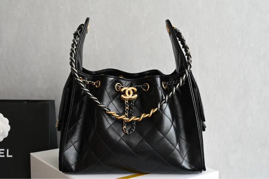 Chanel 25 Small Gold Sliver Chain