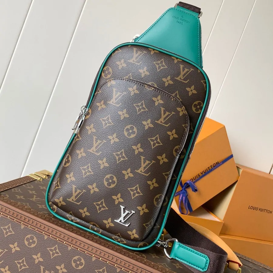 LV Avenue Slingbag 31 in Brown Mix Green Damier Graphite Canvas
