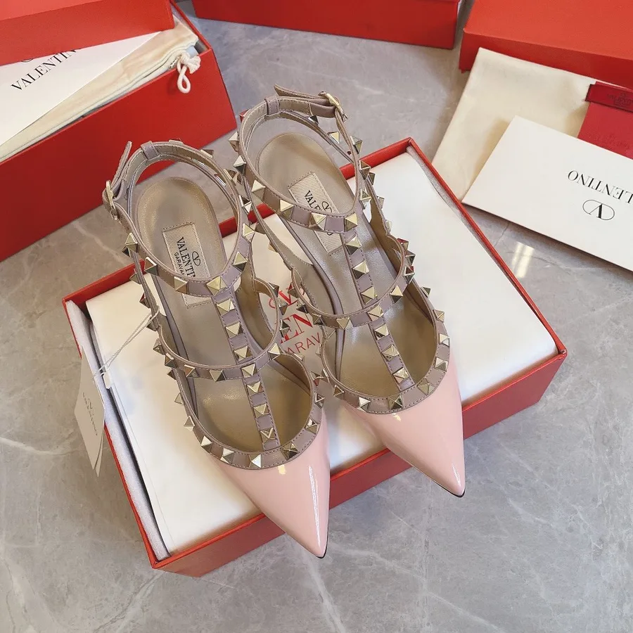 Valentino Women Pink Patent Leather Studded Pumps