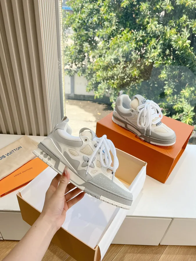 LV Women White Mesh And Leather Sneakers
