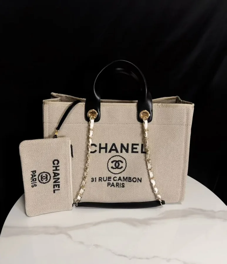 Chanel Deauville Tote in beige and black