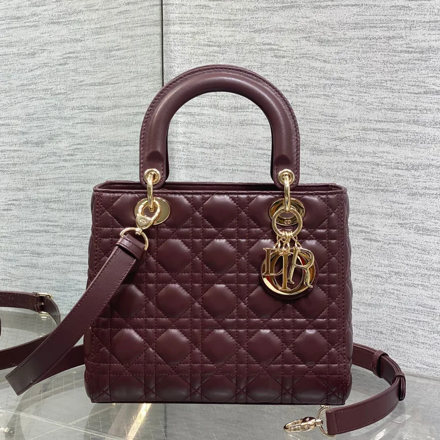 Christian Dior Small Lady Dior bag in Burgundy