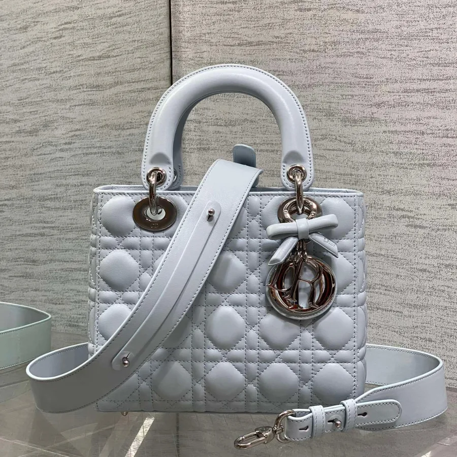 Dior Small Lady Dior Bag in Ice Blue Cannage