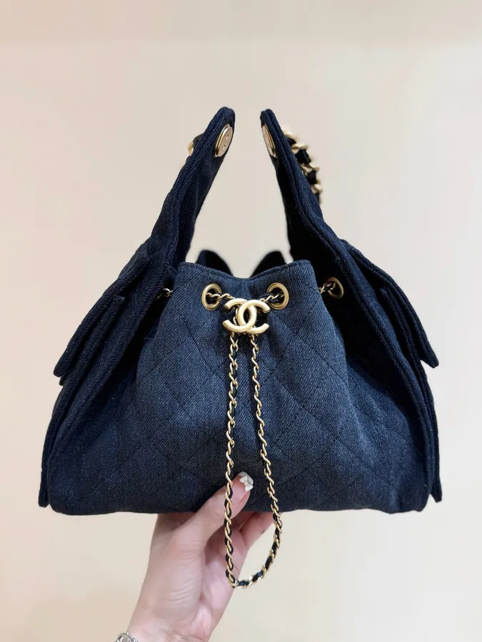 Chanel 25 Handbag 30 in Denim Gold Hardware