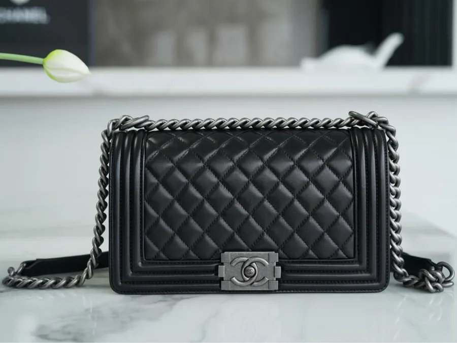 Chanel Boy Medium Black Sliver Hardware