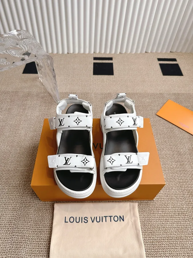 LV Women White Synthetic Strap Sandals