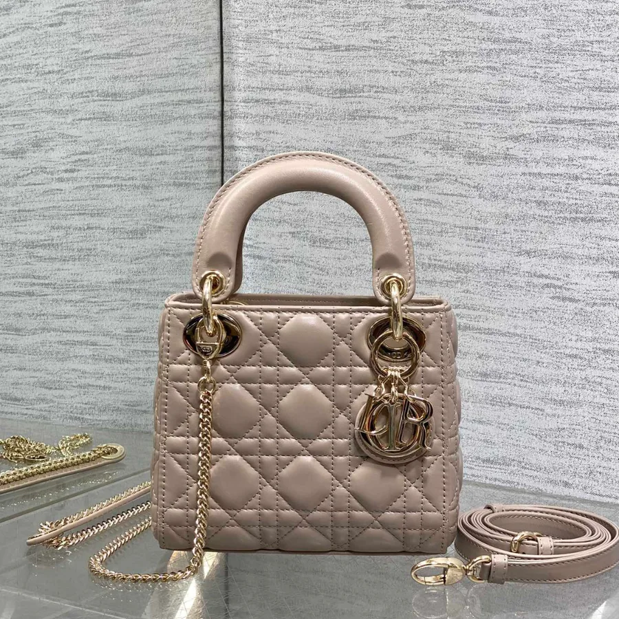 Dior Mini Lady Dior Bag in Beige Gold Hardware