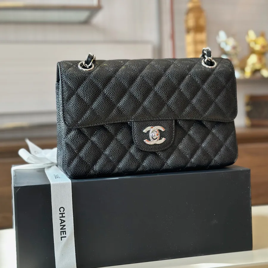 Chanel Classic Flap Small Black Sliver Hardware 23cm
