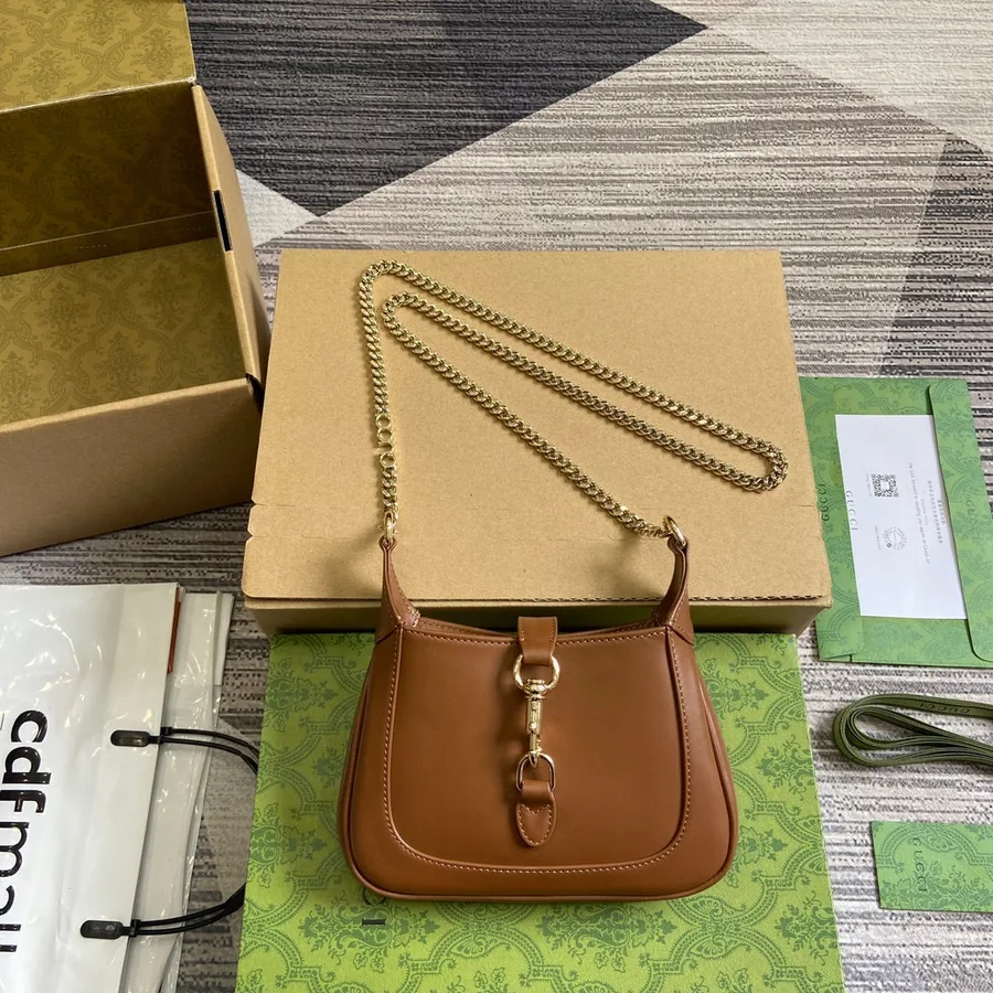 Jackie Notte Mini Bag 19 in Tawny Brown Calfskin Gold Hardware