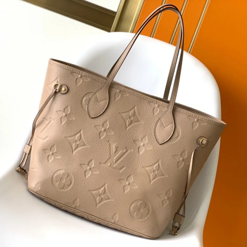 LV Neverfull MM 32 Beige Monogram Empreinte Leather