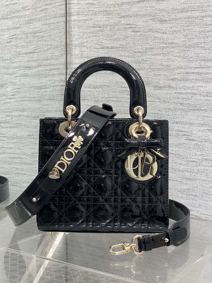 Christian Dior Small Lady Dior bag in Black Patent