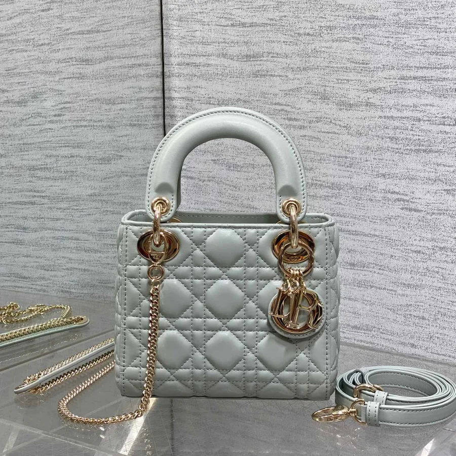 Dior Mini Lady Dior Bag in opaline gray