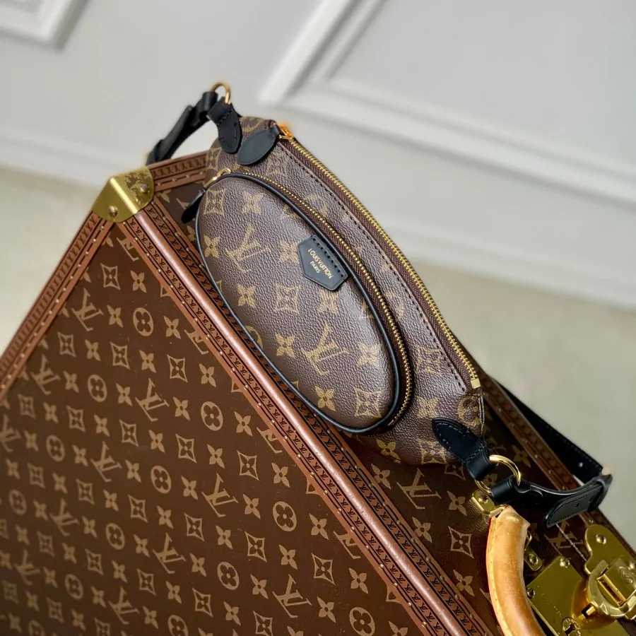 LV Keepit Bumbag 29 in Brown Damier Azur Coated Monogram Canvas