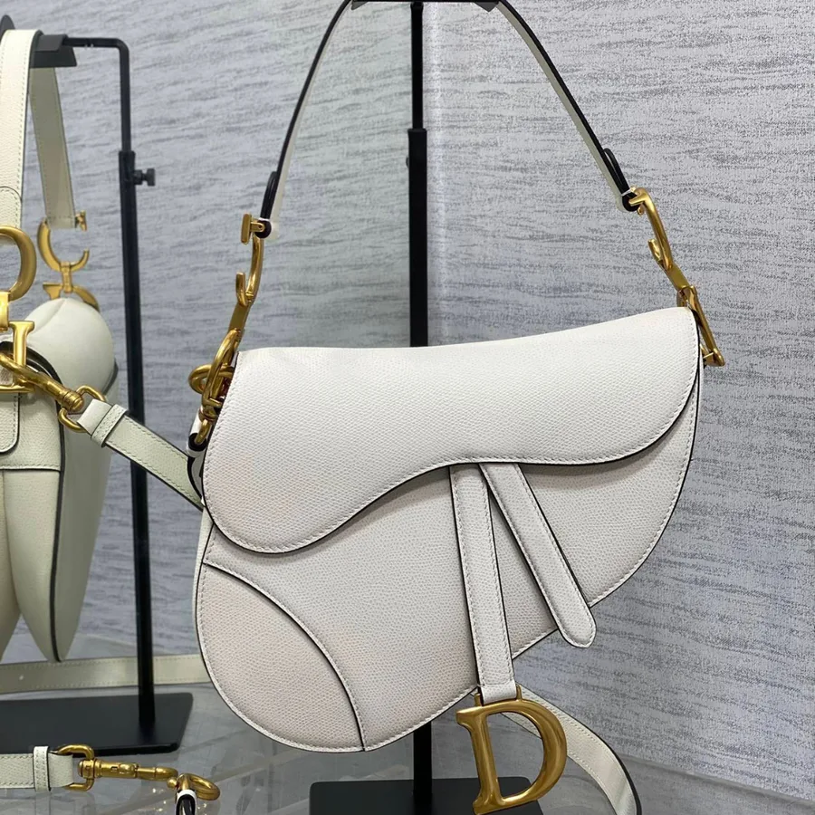 Dior Saddle Bag in White Gold Hardware