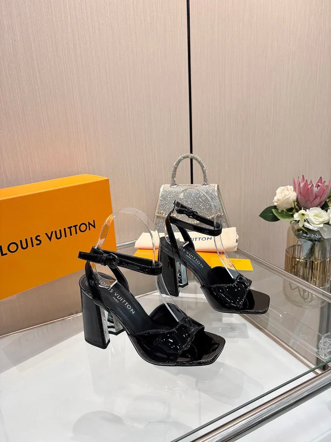 LV Women Black Patent Leather Heels