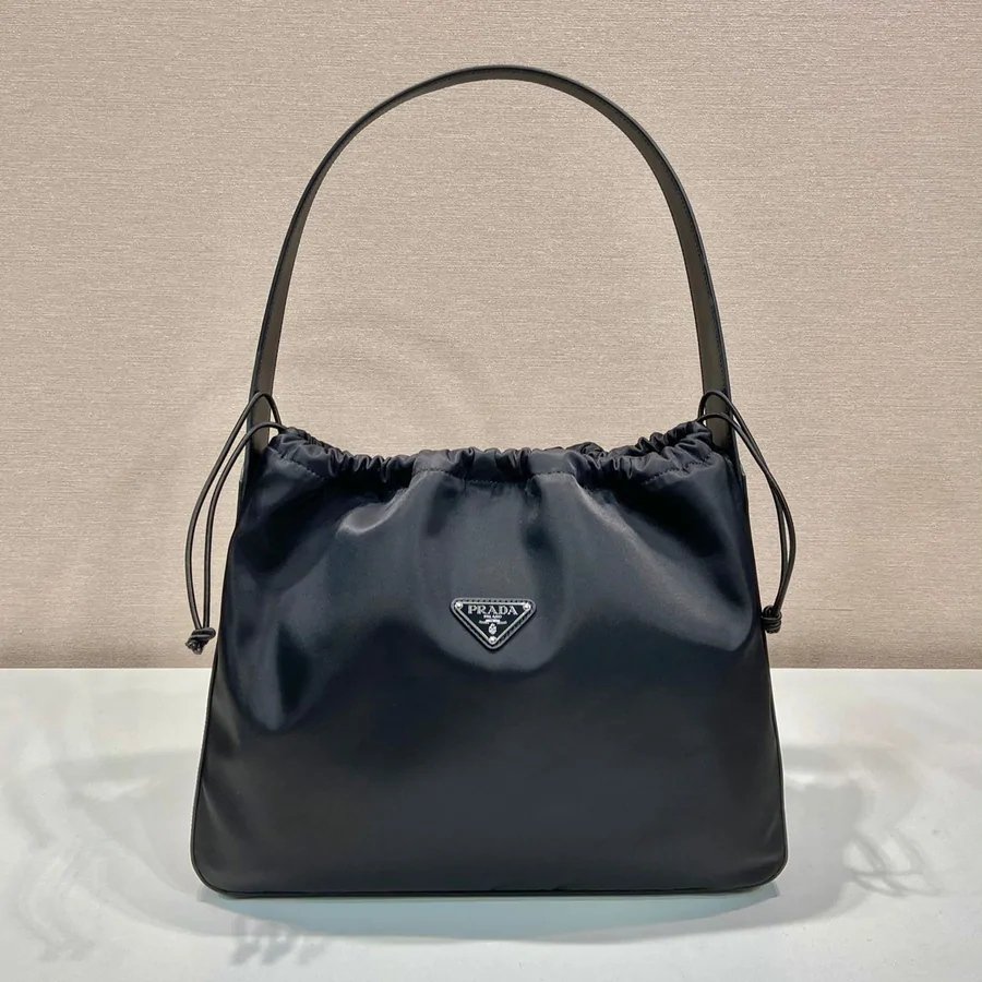 Large Drawstring Bag 37 in Black Re-nylon