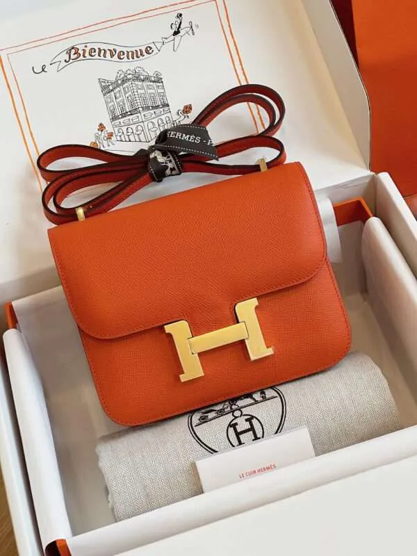 HN Bag Epsom Gold Orange Like Auth Handbags 19cm