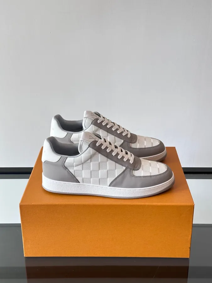LV Men White And Gray Leather Sneakers