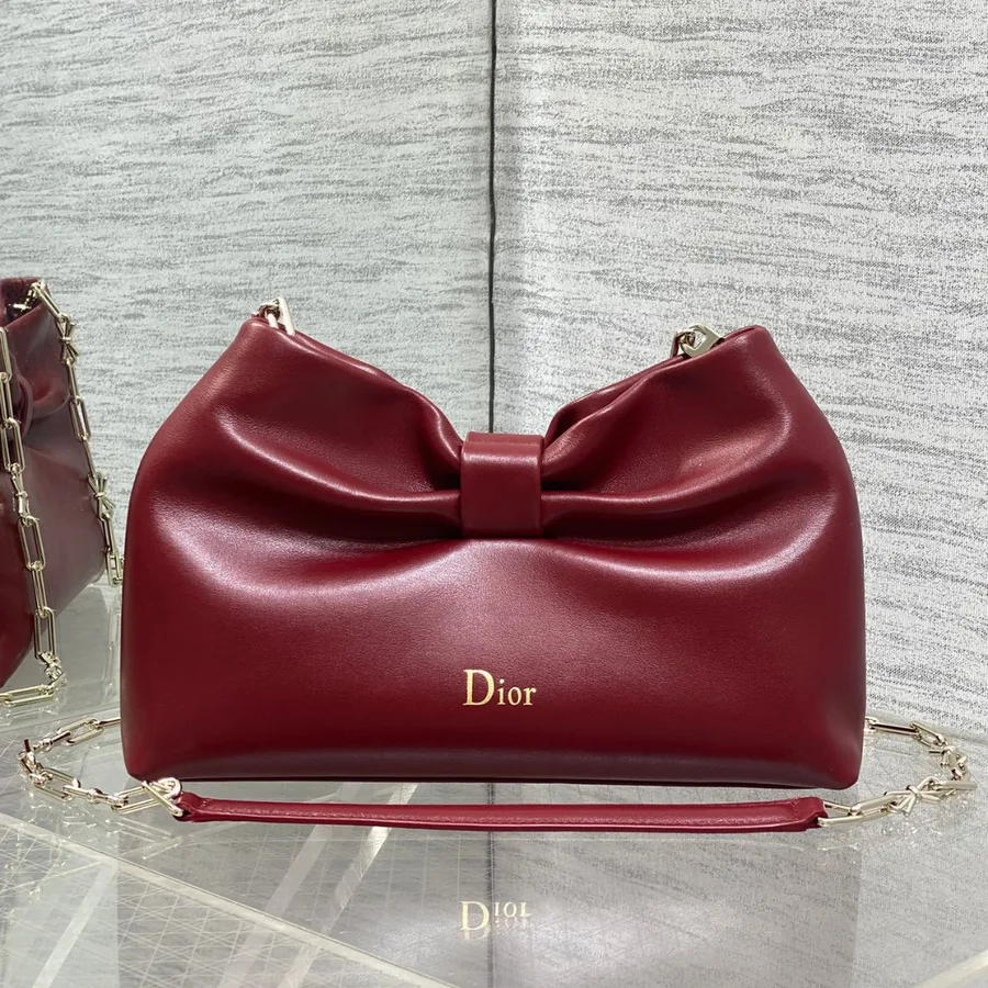 Dior Bow Bag Small Burgundy