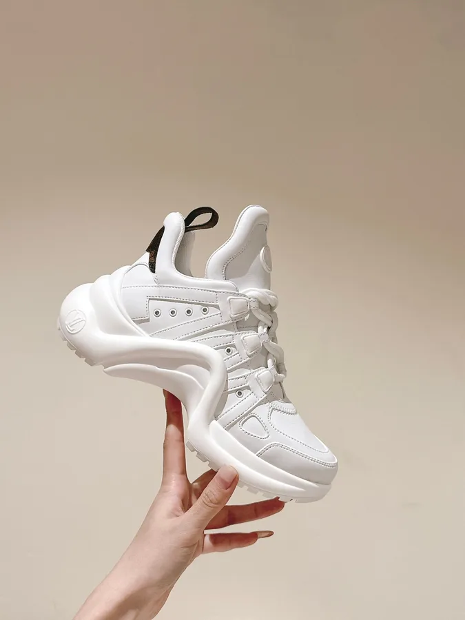 LV Women White Leather Chunky Sneakers