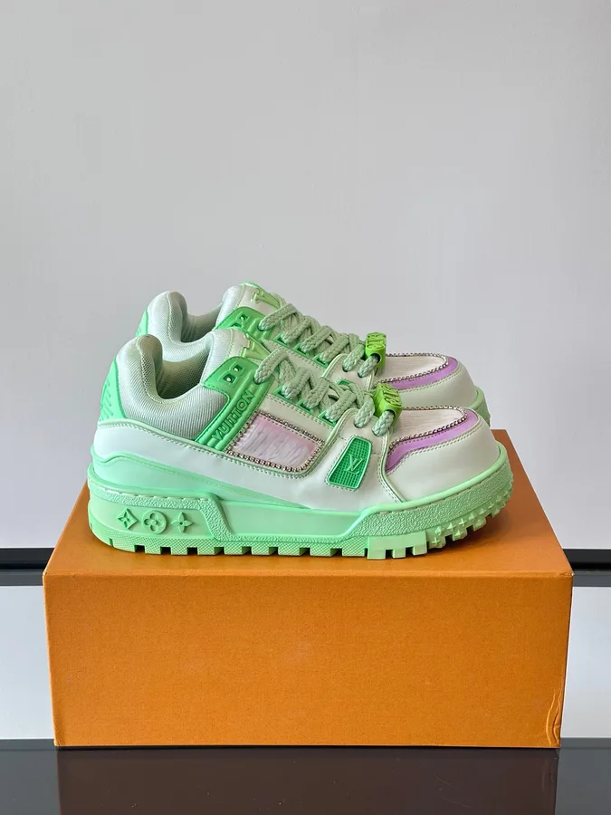 LV Men Light Green Leather Sneakers