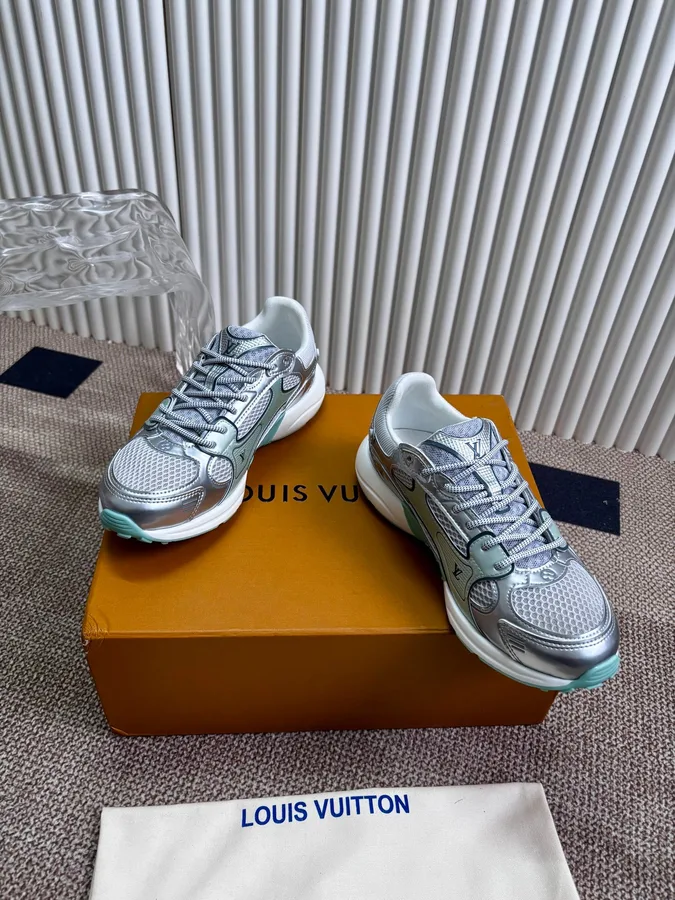 LV Women Silver Mesh Metallic Sneakers