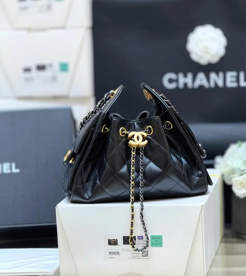 Chanel 25 mini Gold Sliver Chain Black