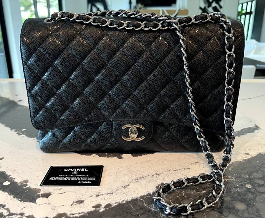 Chanel Maxi Classic Flap Jumbo Black Sliver Hardware