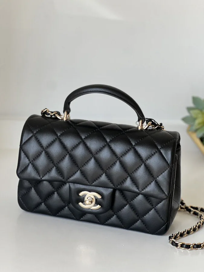 Chanel Mini Rectangular Top Handle Black