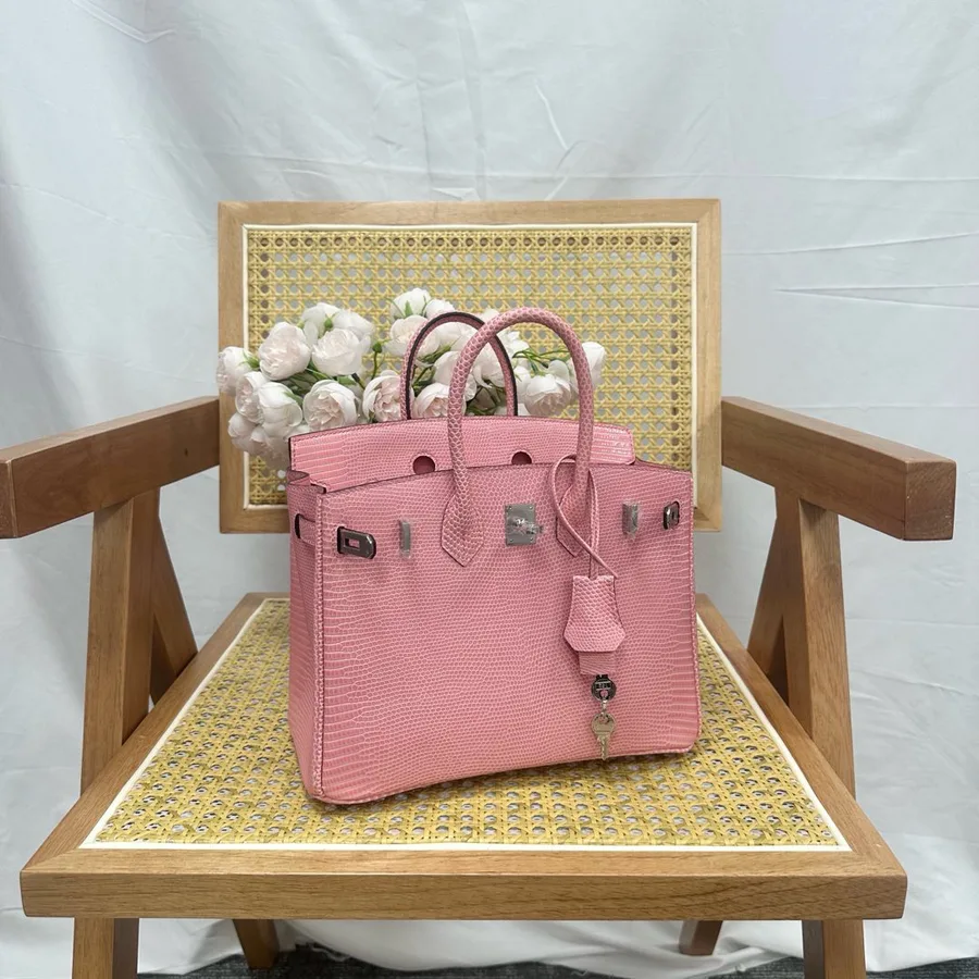 Hermes Birkin 25cm Sakura Pink Lizard Leather Silver Hardware