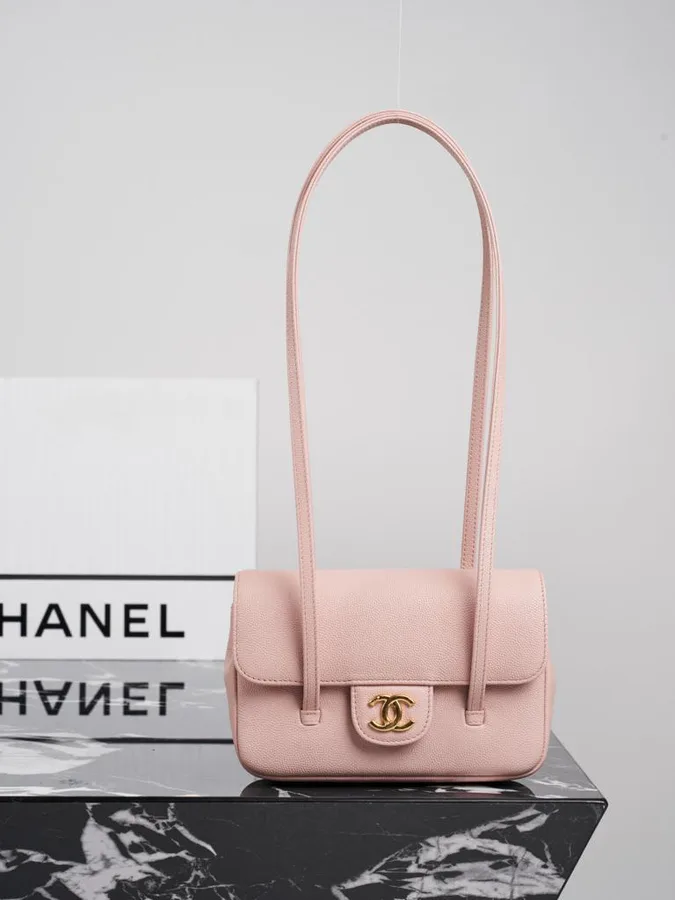 Chanel Caviar Preppy Coco Mini Flap bag in light pink color