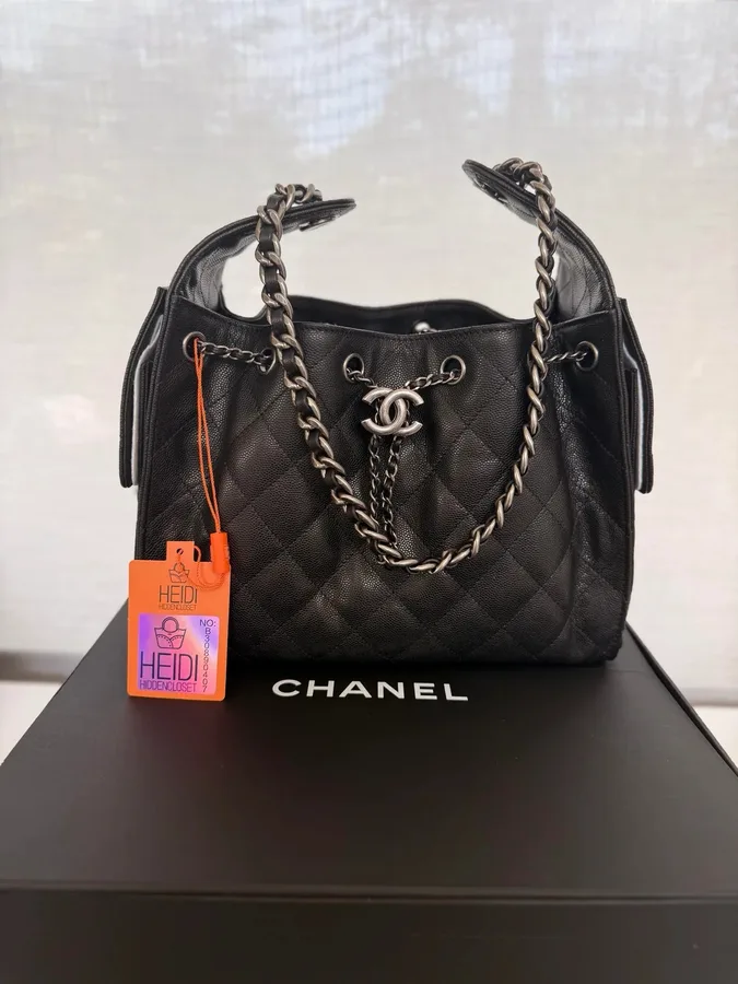 Chanel 25 Small Black Sliver Hardware
