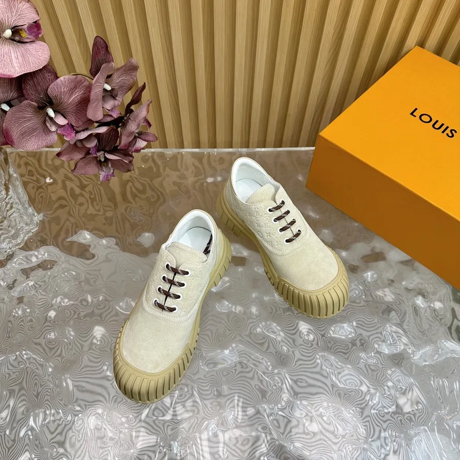 LV Women Beige Suede Casual Sneakers