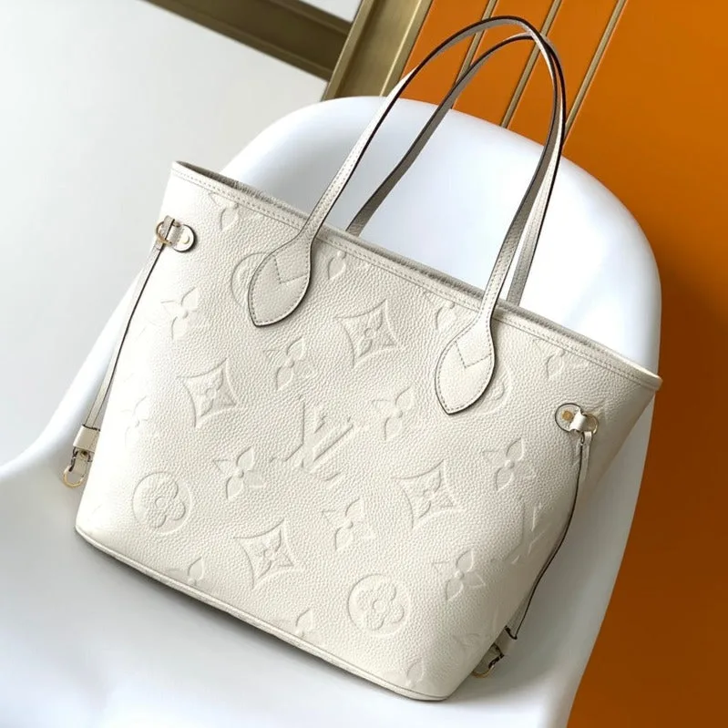 LV Neverfull MM White Monogram Empreinte Leather