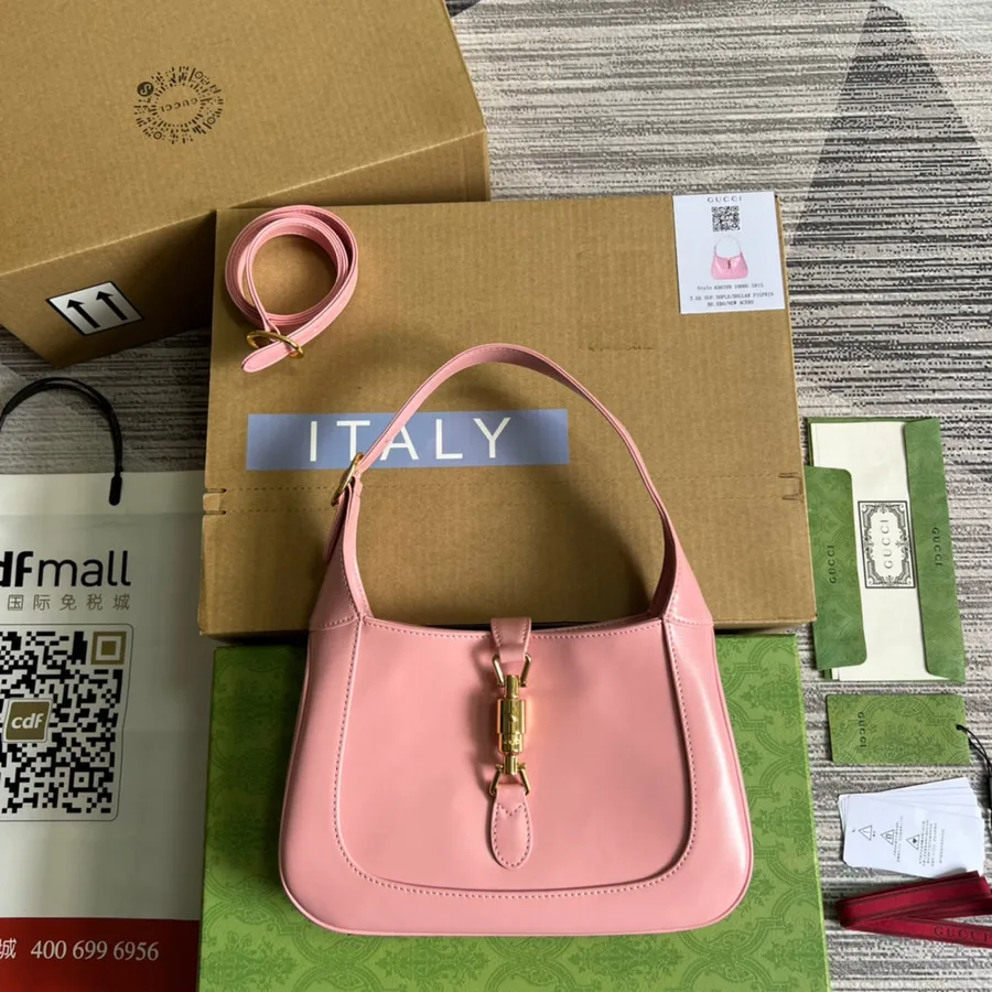 GG Jackie Small 28 Shoulder Bag in Pink Pastel Calfskin