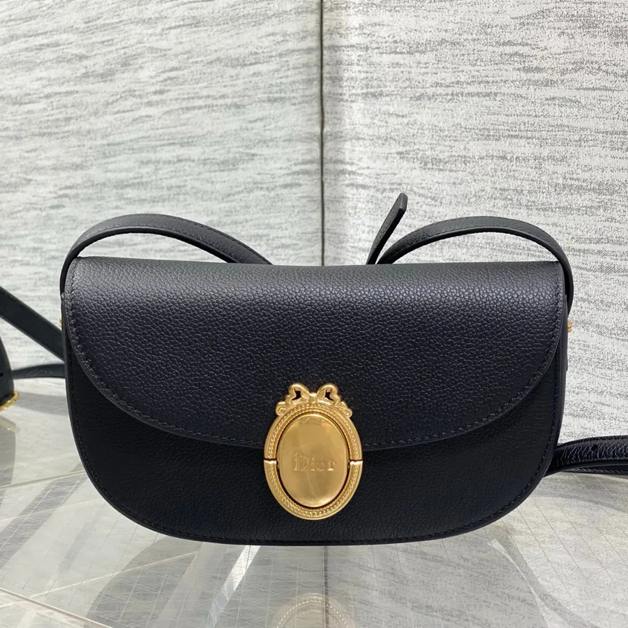 Dior Small Dior Médaillon Flap Bag in black