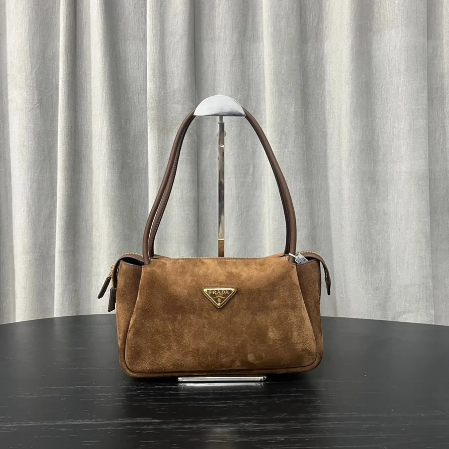 Prada Brown Medium Suede Shoulder Bag