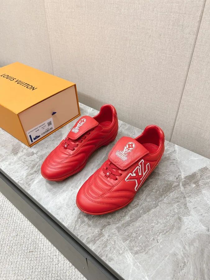 LV Women Red Leather Sneakers