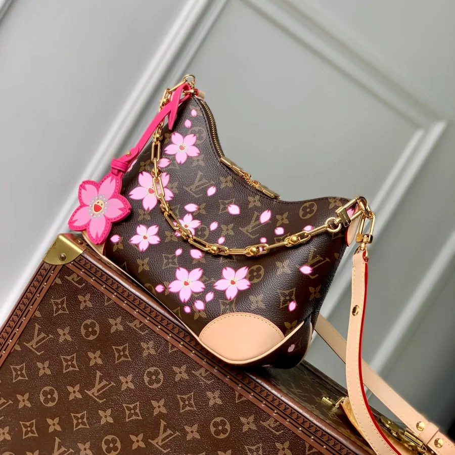 LV Boulogne Cherry Blossom 29 in Sakura Brown Monogram Coated Canvas