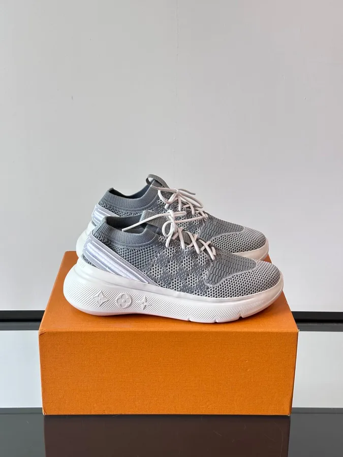 LV Men Grey Knit Fabric Sneakers
