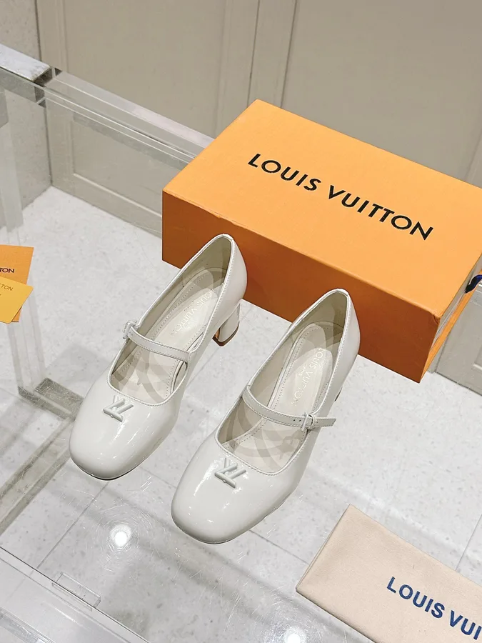 LV Women White Patent Leather Heels