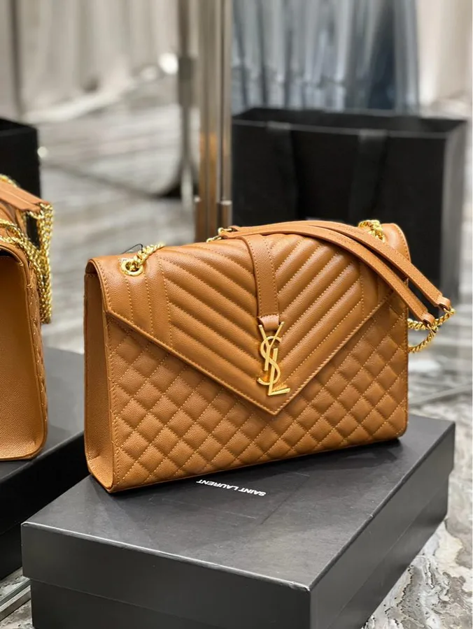 Saint Laurent Medium Envelope Bag in caramel