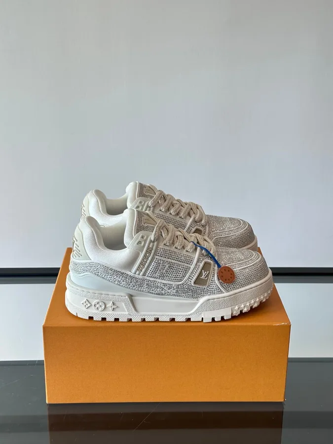 LV Men White Mesh And Leather Sneakers