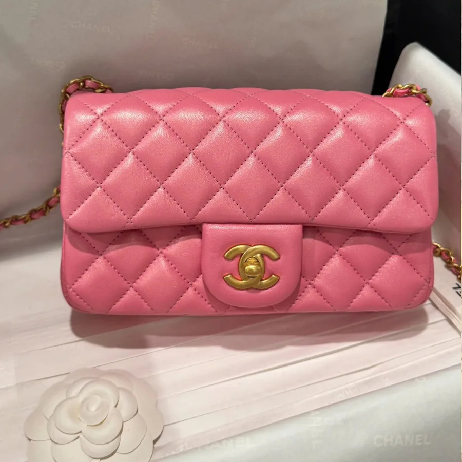 Chanel Classic Flap Mini Pink Gold Hardware 20cm