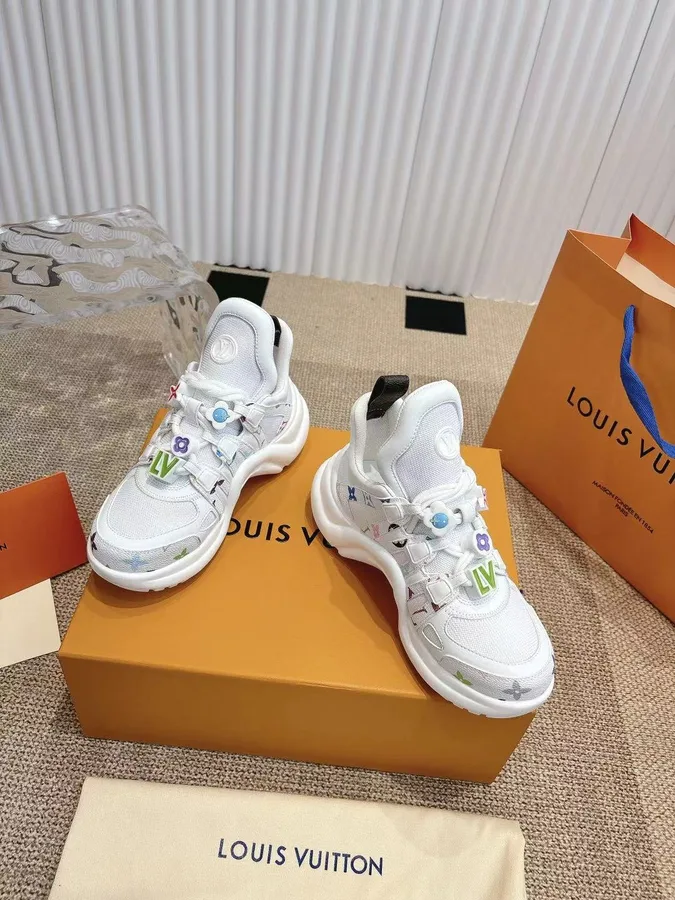 LV Women White Mesh Embellished Sneakers