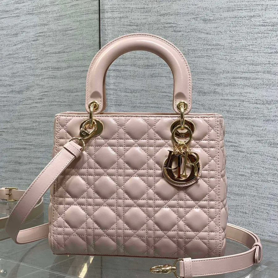Dior Medium Lady bag in Pink Gold Hardware