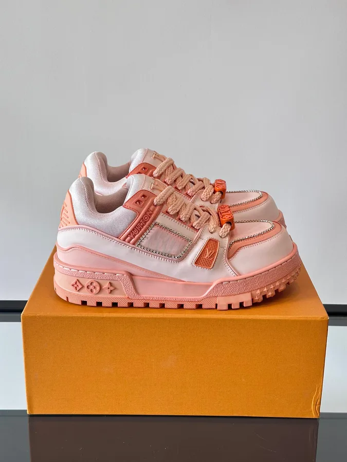 LV Men Pink Leather And Mesh Sneakers