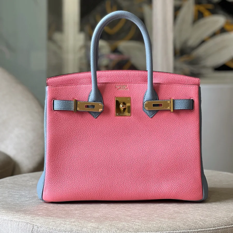 HN 30 Liam Blue/ Rose Pink Togo Leather Gold Hardware