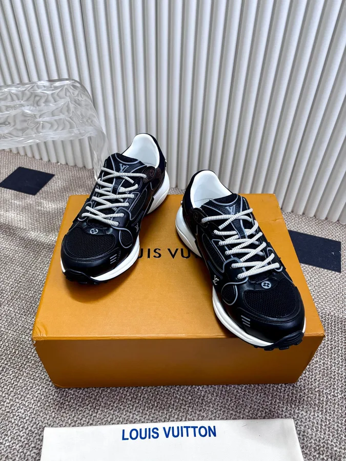 LV Women Black Mesh Leather Sneakers