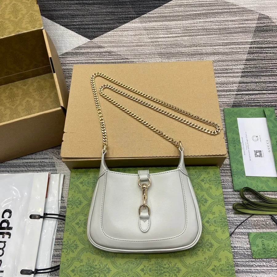 Jackie Notte Mini Bag 19 in White Calfskin Gold Hardware
